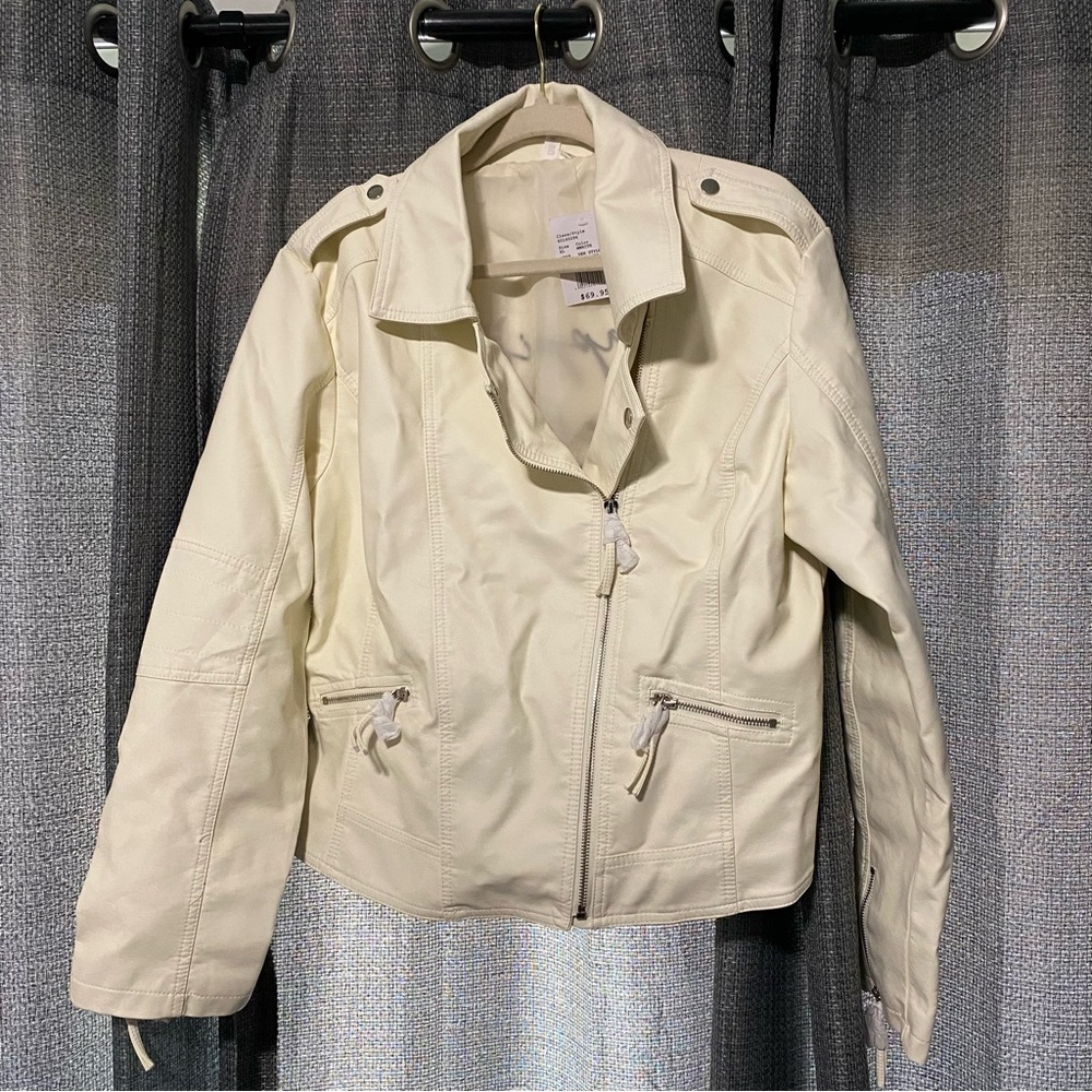 David's Bridal Cream Leather Jacket - Picture 3 of 7